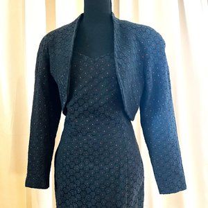 Vintage 90s Le Chateau Black Strapless.Mini Dress w/ Matching Bolero